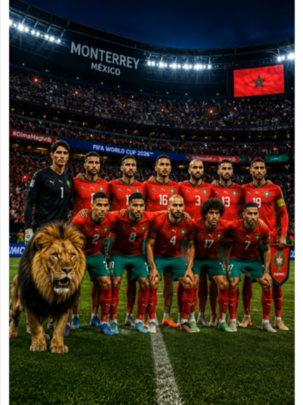 the-moroccan-football-team-poses-in-the-stadium  #MOROCCO #saibari #hakimi #marakech_maroc_tiktok #MONTERREY #mexicolindoyquerido