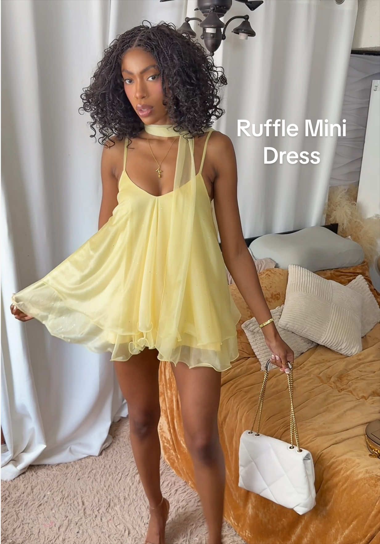 Such a cute mini dress #ciderdress #minidress #ruffledress #babydolldress #dealsforyoudays 