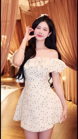 Vãy trễ vai dáng chữ A chấm bi gợi ý outfit đi chơi, đi tiệc đều xinh #outfitxinh #moingaymotoutfit #xuhuongtiktok #vaythietkecaocap #thoitrangnu 