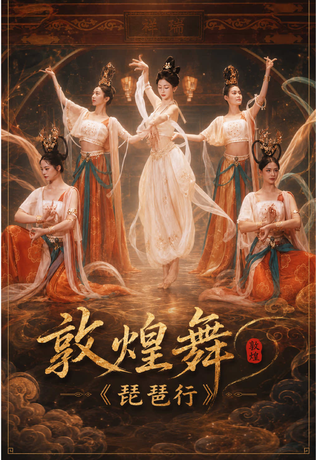祥瑞古楼云雾飞天，霓裳衣袂随风飘扬；轻姿漫舞诉尽千古，一曲长歌琵琶诗行。 Dunhuang dance to the poetry of Pipa Xing. #敦煌舞 #múaĐônHoàng #ระบำตุนหวง #TariDunhuang #둔황무용