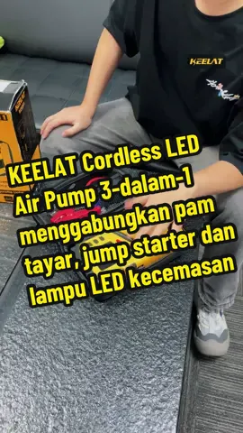 KEELAT 无绳 LED 三合一充气泵集轮胎充气泵、汽车应急启动器和 LED 应急灯于一体，旨在帮助您更轻松、快捷、安全地应对道路紧急情况.#keelat #airpump #jumpstart #car #TJD