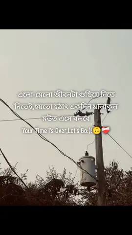 এলো-মেলো জীবনটা গুছিয়ে নিতে নিতেই,হয়তো হঠাৎ একদিন মালাকুল মউত এসে বলবে Your Time i's Over,Let's Go:)!🙃❤️‍🩹