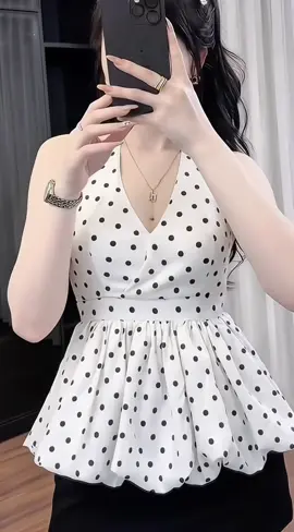 [AY01] Áo Yếm Chấm Bi Cột Dây nơ dáng xoè#aoyem #thoitrangnu #xuhuong 