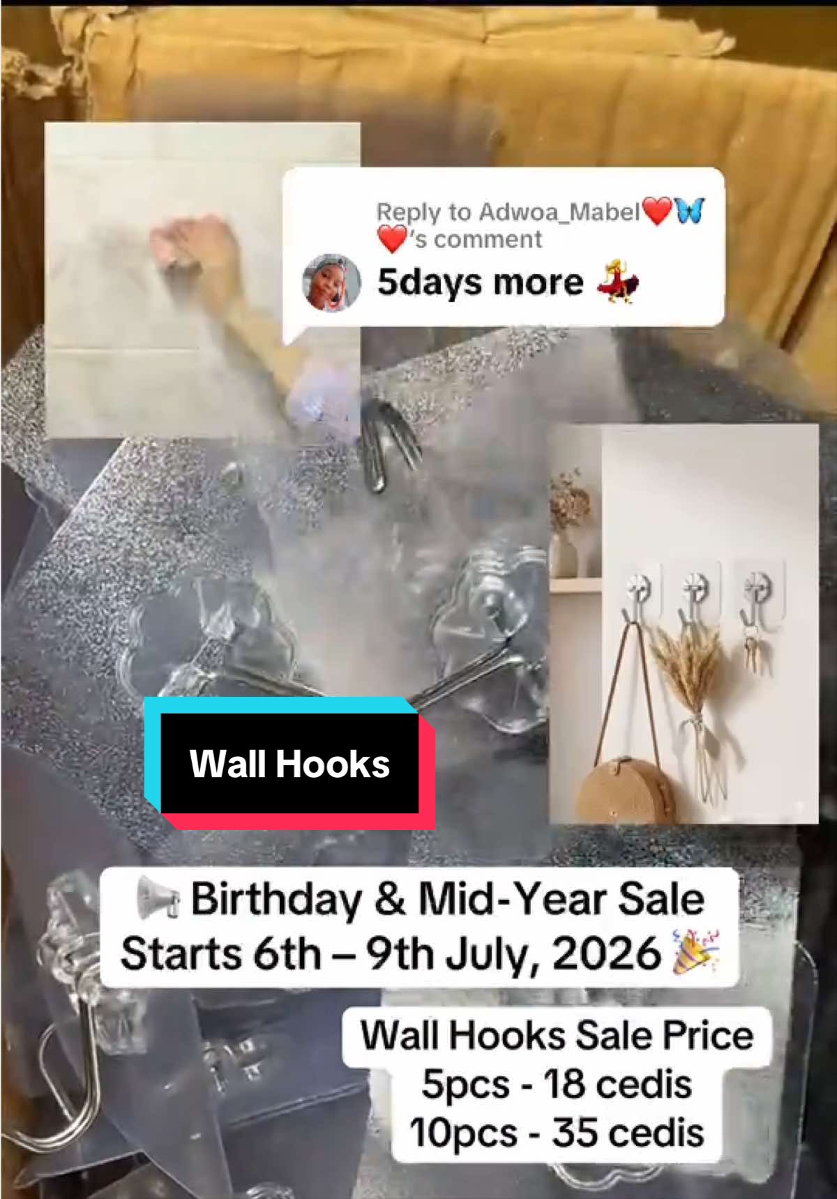 Replying to @Adwoa_Mabel❤️🦋❤️  📅 1. SALE PERIOD The official sales period runs from: 👉 6th July – 9th July 2026 WhatsApp 0502-675-954 📦 2. PACKAGING PERIOD 👉 10th July – 13th July 2026 During this time: * All confirmed orders will be sorted and packed * No immediate delivery is done after ordering * Customers are kindly expected to wait for processing to complete 🚚 3. DELIVERY PERIOD 👉 14th July – 20th July 2026 #wallhook #wallmount #wallorganizer #suesinterior #ghanatiktok 