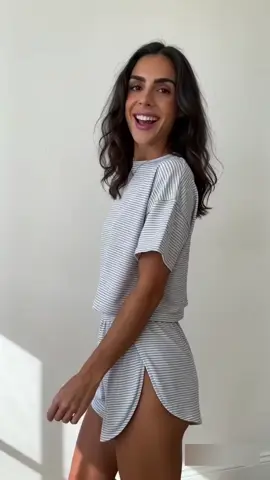 🔥👚 Striped Cropped T-Shirt & Shorts Loungewear Set | Casual 2 Piece Outfit Short Sleeve Sleepwear For Women Daily #TikTokShopBlackFriday #fyp #tiktok #WomensLoungewear #2PieceOutfit mrr