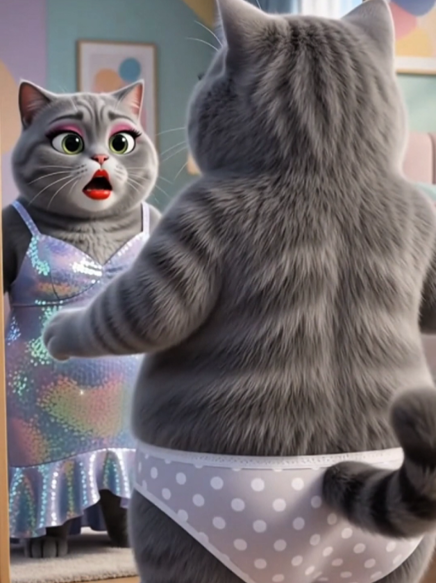 Glitter Dress Burst and The Ice Cream Thief! 😹🍦 | Funny Cat Animation Description: The glamorous grey cat was all dolled up with lipstick and a shiny glitter dress, but she needed a little help with the zipper. Her orange cat friend tried his best to pull it up, but the dress was just too tight—resulting in an epic wardrobe malfunction that left her in her polka-dot undies! 🙀👗 After giving the laughing orange cat a quick slipper slap, the comedy continued on the sofa. While enjoying ice cream cones, the greedy orange cat sneaked a massive bite right out of the grey cat's chocolate ice cream! 🍦😢 Watch her adorable crying reaction as the prankster rolls on the floor laughing. Don't miss this hilarious duo and their sweet revenges! Hashtags: #FunnyCats #CatAnimation #DressFail  #catlovers  #cutecatvideos 