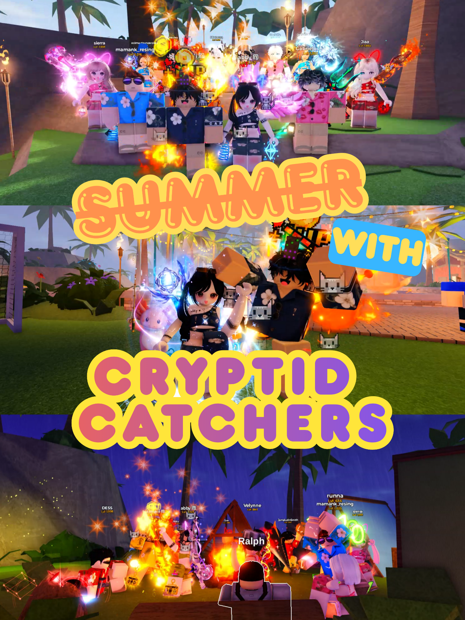 summer🌴 with @cryptidcatchers.fishit 🦩⛅🚤 btw, happy 4th mensiversary Cryptid Catchers! 🎈🎉 @bidanshiii7 @lalullabby @.luau_ #roblox #robloxfyp #fishit #CryptidCatchers #fishinggroup #clan #community #stingrayshores #Summer #beautyandabeat #vevo #conga #congaemote #emote
