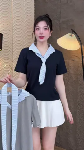 Áo polo cổ sọc xanh trẻ trung #aopolo 