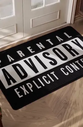 Black White Warning Word Carpet #Carpet #Trendy #Funny #Room #Urban 