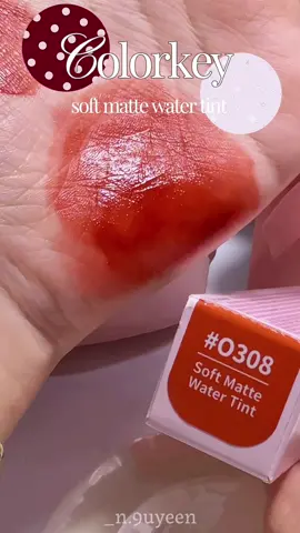 Vỏ son chấm bi siêu trendy cho mùa hè cùng Colorkey | *O308 - Đỏ Cam Đất siu tone da #HoptaccungCOLORKEY #watertintpokkymao #swatchson #viral #xuhuong 