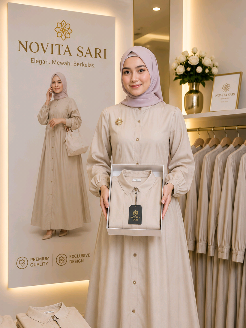 Midi Dress Korean Style Premium – Simpel, Elegan & Nyaman Dipakai Seharian. #MidiDress #DressKoreanStyle #DressMuslimah #OOTDMuslim #FashionMuslim 