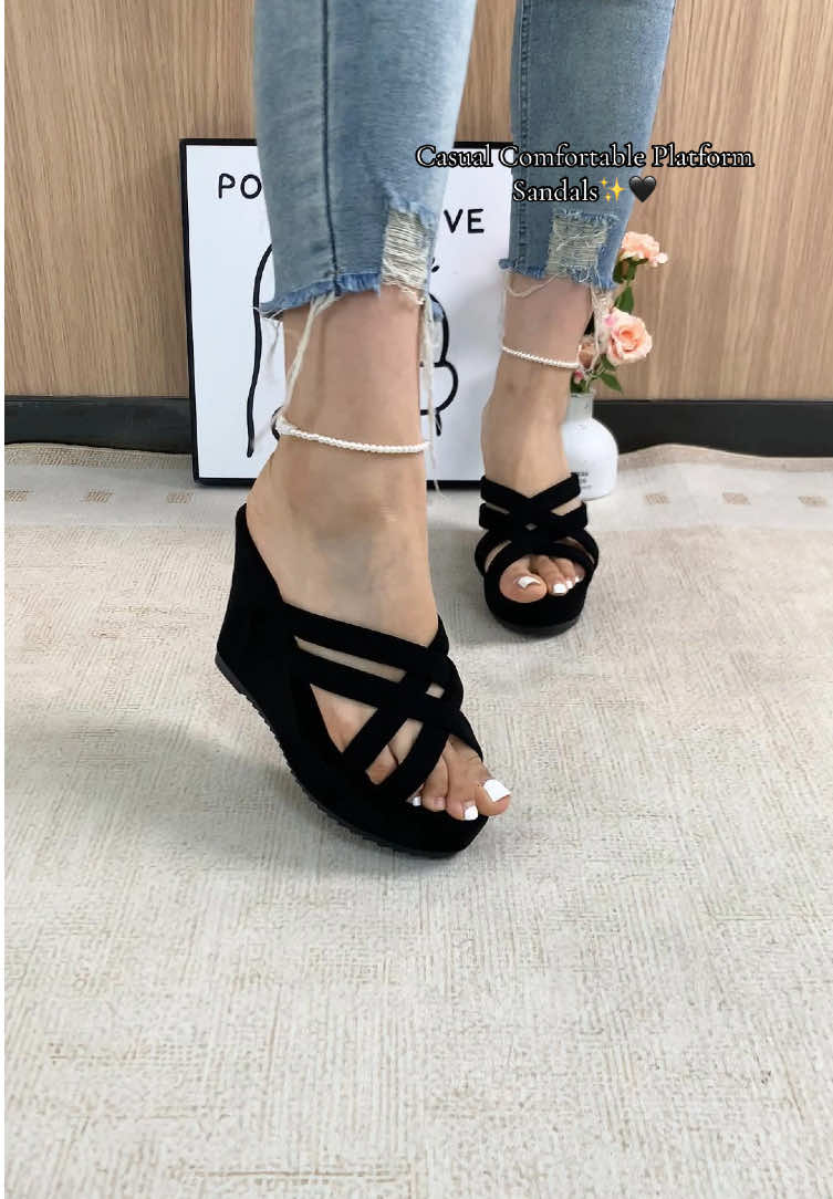 Casual Comfortable Platform Sandals✨🖤#DealsForYouDays #SummerWins #Spotlightfinds #wedgesandals #sliponsandals 