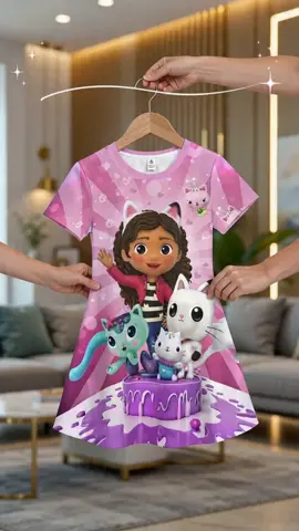 Trendy Girl Gabi Doll House Dress, Cute 3D Printed Fitted Dress, Perfect for Parties and Birthday Gifts, Casual All-Over Print Style #girloutfits #kpopkidsdress #girlypajamas #boutiquekidsclothes #babygirldress #dressfinds #birthdaydressideas #cutefeminineoutfits #stylishkids #cutekidswear