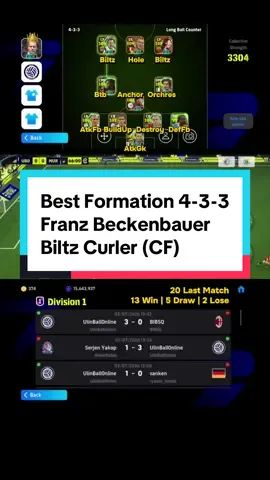 Best Formation Manager Franz Beckenbauer 433 with 2 CF with special skill Blitz Curler ☠️💀🤡🐥 #efootball #blitzcurler #franzbeckenbauer #formation #433 