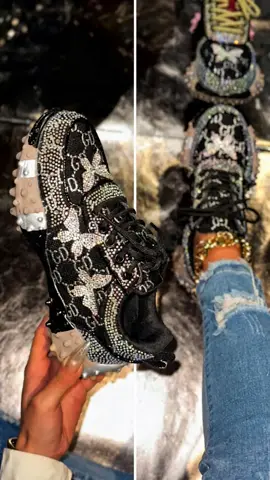Women's Thick Sole Height Increasing Dad Shoes, Handmade Embellished Fashion Luxury Casual Trainer, Unique Design Comfortable Sneakers, Walking Shoes #trendingshoes #womemsshoes #shoeswhoelasale #trainershoes #trendysummerfootwear #collegeshoes #gamedayshoes #brandedshoes #fashionableshoes #luxuryshoe