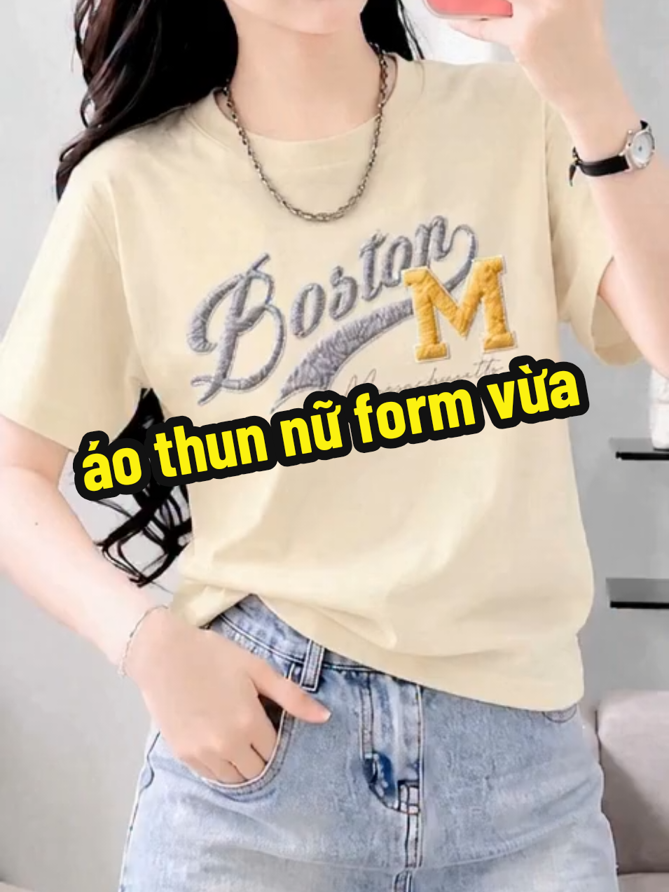 Áo thun nữ form vừa cổ tròn tay ngắn cotton co giãn thoáng mát  #aothundangvua  #aothunnuxinh  #aothunnu  #xuhuong 