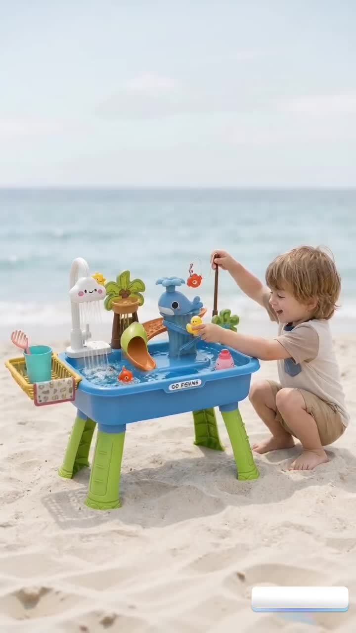Viral Water Play Table with Fishing Game & Running Water | 2-in-1 Sand & Water Sensory Toy for Kids | Ideal Birthday & Holiday Gift