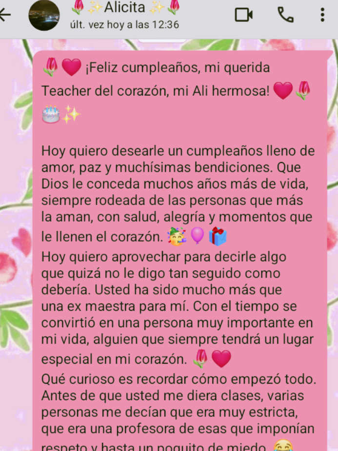 Es tan bonito cuando tienes una profesora que se merece esos mensajes extensos y llenos de cariño#cariño #maestras #tequiero #cap 