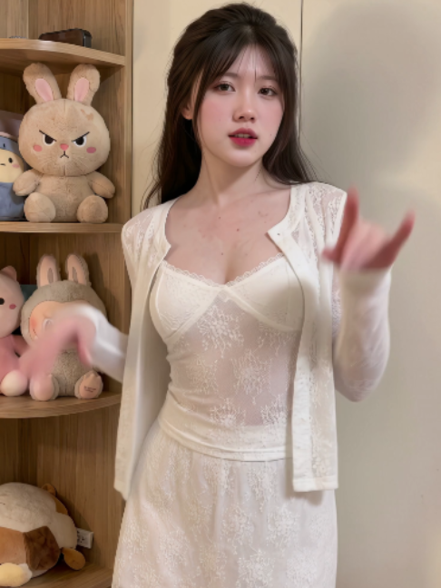 Set Áo 2 Dây Ren Hoa Nổi Kèm Cardigan Ren Nữ Phong Cách Nàng Thơ Tiểu Thư Hàn Quốc Mùa Kimee - KA915
