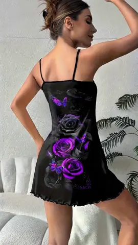 Floral Print Spaghetti Strap Sleeveless Nightgown, Casual Feminine Comfortable Sleepwear, Elegant Aesthetic Design, Perfect for Home Loungewear #sleepwearpajamaset #trendysleepwear #comfortablepajamas #floralbodycon #floralprintswim #3in1sleepwear #luxurypajamas #darlingloungewear #plussizedatenightinspo #balisleepwear