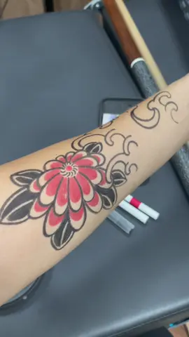 Vẽ hoa cúc nhật cổ đơn giản khi xem vd này #duckhongxam #freehand #tattoo 