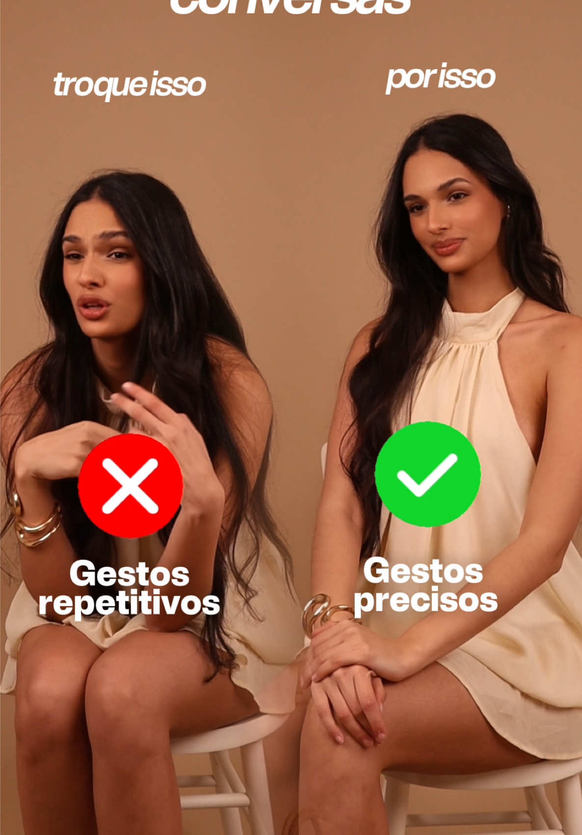 O poder do silêncio e dos gestos precisos 👇 A verdadeira elegância numa conversa não está no que dizemos, mas em como o nosso corpo se comporta enquanto o fazemos. A sofisticação é silenciosa e estratégica. • Gestos controlados: Evite movimentos repetitivos que demonstram ansiedade. Um único ajuste preciso  no cabelo ou na roupa  transmite muito mais autocontrolo do que a agitação constante. • Mãos à vista: Manter as mãos visíveis e usá-las para gesticular com calma gera conexão instantânea. Levar as mãos à boca ou roer as unhas apenas projeta insegurança. • A arte de ouvir: Falar em excesso ou rápido demais corta o ritmo da conversa. A elegância reside na escuta ativa saber a hora certa de ouvir e dar espaço ao outro. Menos ruído, mais presença. Comunicar com o corpo é a chave para o verdadeiro magnetismo. #linguagemcorporal #imagempessoal #magnetismo #elegância #