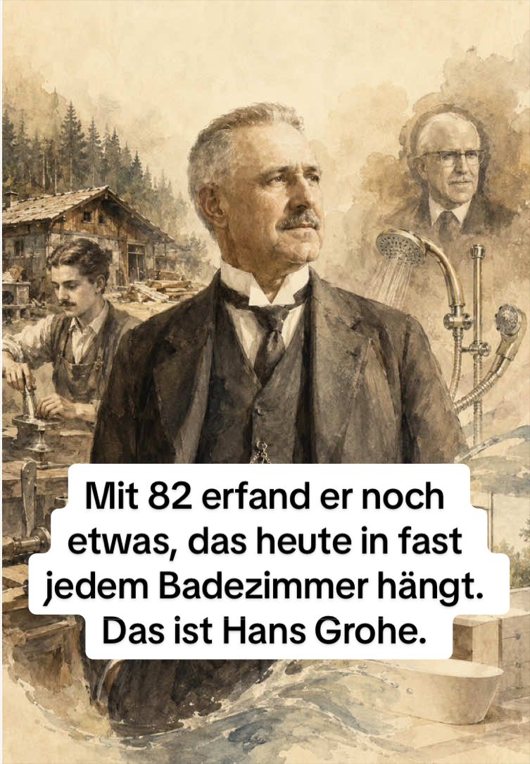 1901 gründete Hans Grohe in Schiltach einen Drei-Mann-Betrieb und fertigte Blechbrausen. Seine Idee: die Dusche als bezahlbare Alternative zum teuren Wannenbad. 1953 erfand er die höhenverstellbare Duschstange – bis heute Standard. Heute: rund 1,4 Milliarden Euro Umsatz, verkauft in über 150 Ländern. Vermögen der Familie Klaus Grohe: rund 1 Milliarde Euro. 🚿 📌 Die reichsten der Geschichte #hansgrohe #sanitär #geschichte #reichtum #wirtschaftsgeschichte 