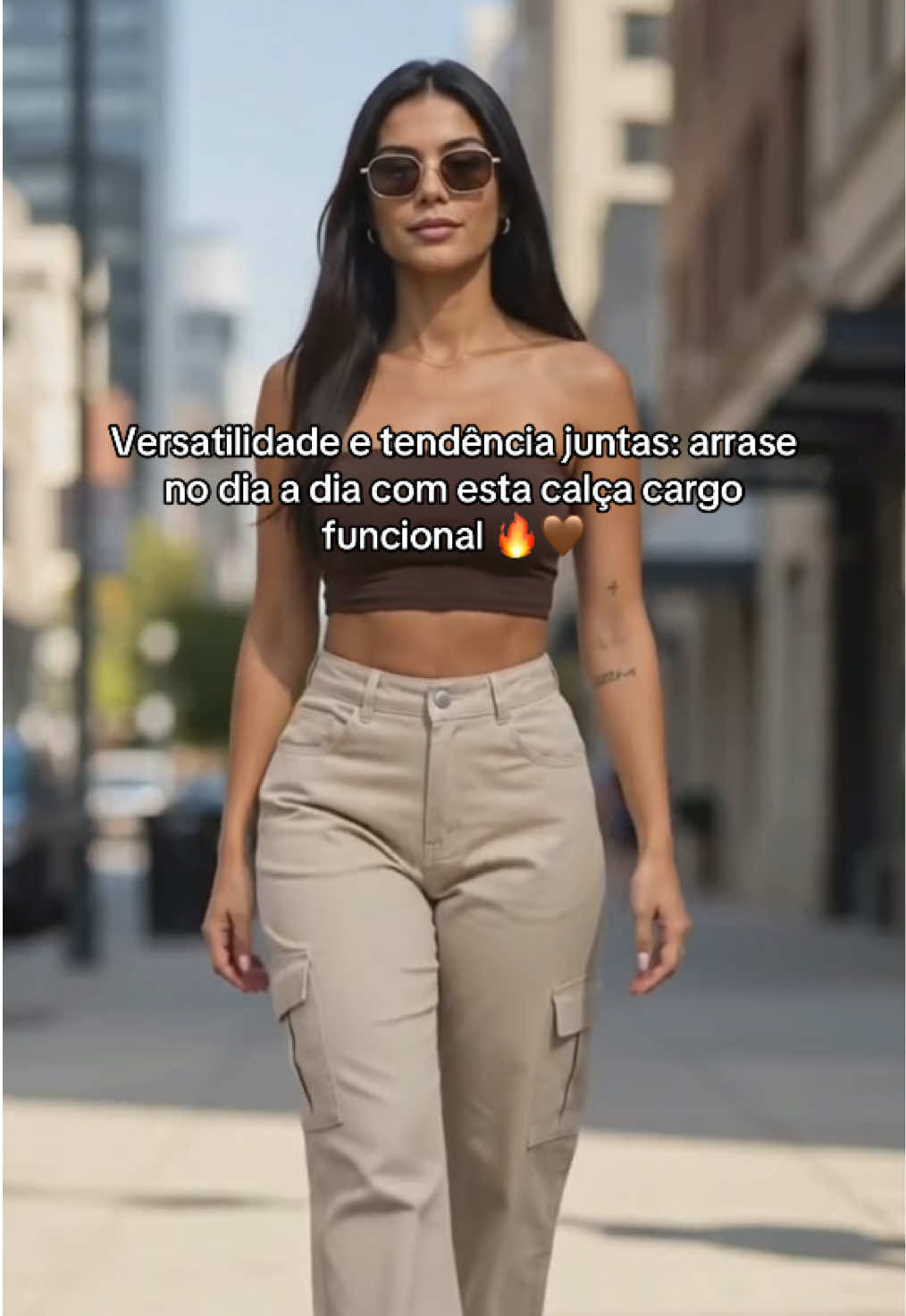 Que tal unir conforto e estilo num só look? Nossa calça cargo bege tem modelagem ampla e bolsos funcionais, perfeita para você que ama praticidade sem abrir mão da moda. Combine com um cropped básico e tênis para arrasar no dia a dia com atitude e conforto. Garanta já a sua e transforme seu visual! #calçacargo #modafeminina #lookstreetstyle #estilourbano #tendênciacargo 