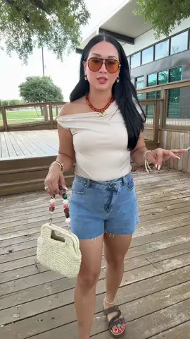 OOTD #tiktokshop #summeroutfit #outfitinspo #crossovershorts #offtheshoulder 