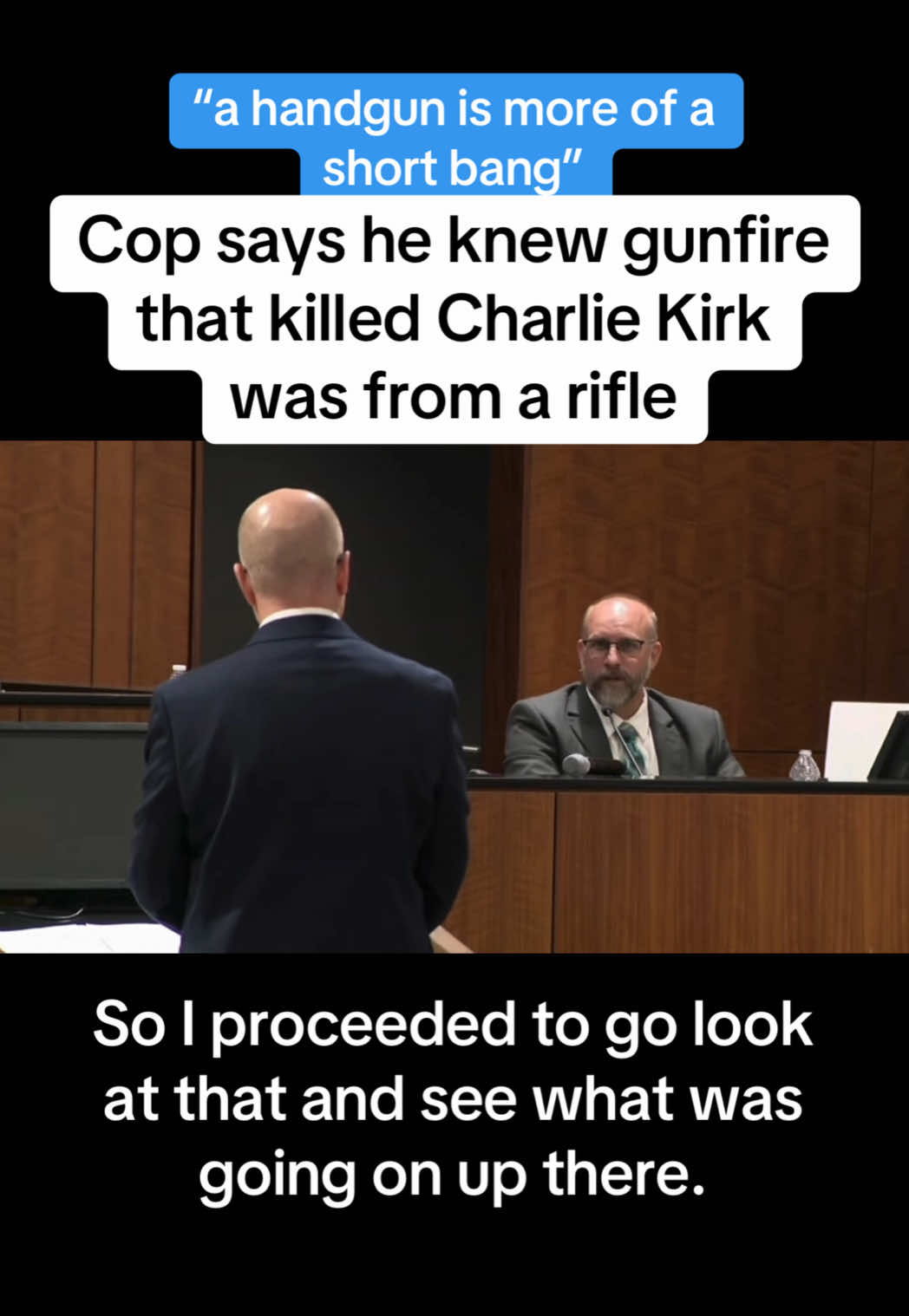 A Utah police officer testified today that he saw a pistol holster lying in the grass of a Utah Valley University courtyard after Charlie Kirk was shot to death, but he realized at the same time that the gunfire he heard came from a rifle. Chris Bagley of the Spanish Fork Police Department said police mistakenly thought they had apprehended the gunman moments after the shooting, so he was trying to protect the crime scene by clearing people out of area when he saw the holster. 