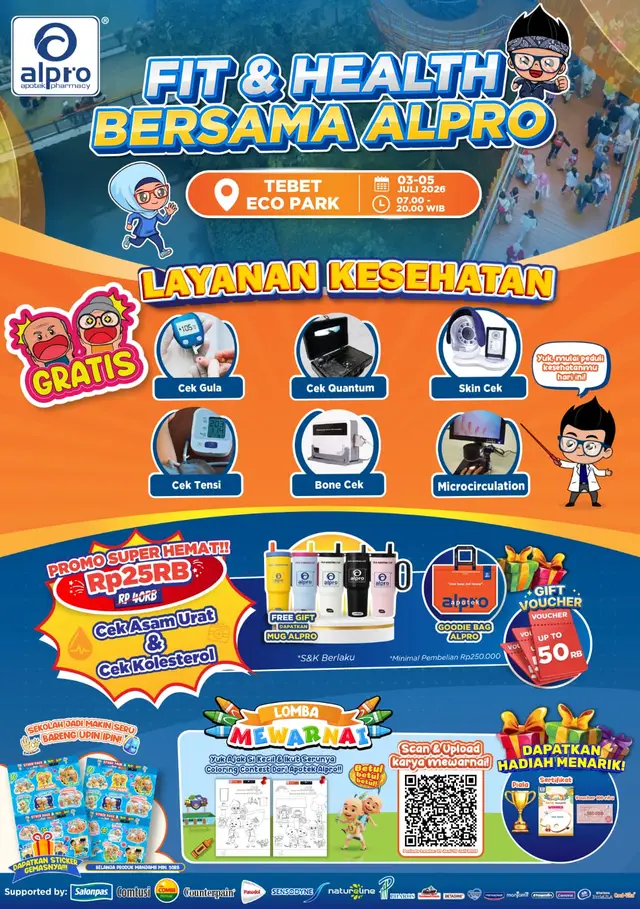 Nikmati cek kesehatan gratis, promo hemat, voucher belanja, dan tumbler exclusive yang telah disiapkan khusus untuk pengunjung. 