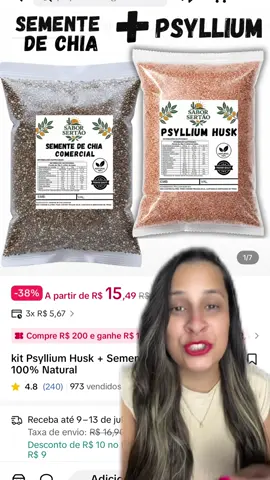 Semente de chia e psyllium mais barato do TikTok shop #chia #psylliumhusk #tiktokshop 