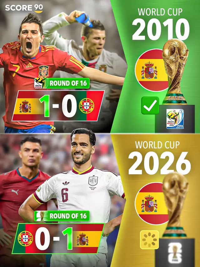 Last night was déjà vu from the last time Spain won the World Cup in 2010, as they also beat Portugal 1–0 in the Round of 16 back then. 😯👀 Does this mean we’ll see Spain lift the trophy this summer? ⏳🏆