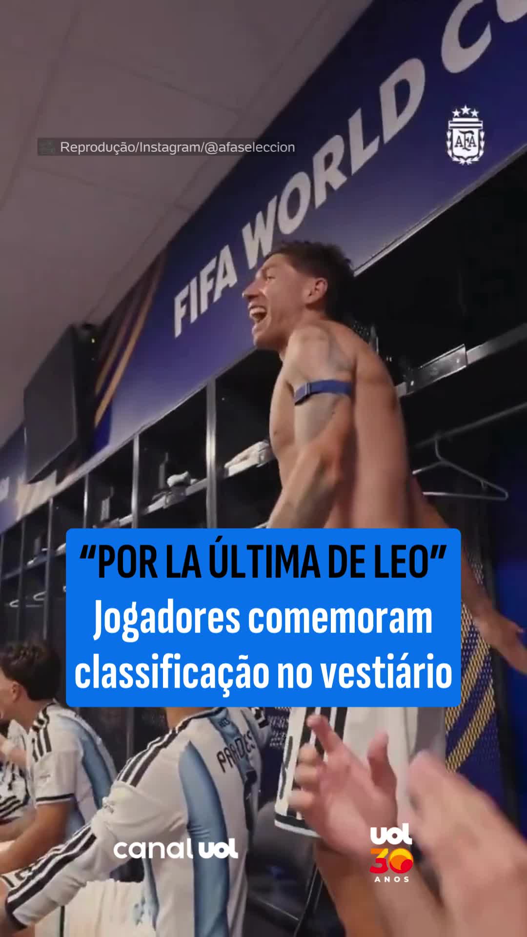 ABSURDO!!! 🤩🇦🇷 Jogadores da Argentina comemoraram a classificação no vestiário cantando “Por la última de Leo”, música criada por torcedores pra apoiar a seleção na Copa do Mundo Uma verdadeira festa dos hermanos 🤌 @c6bank, @cocacola_br, @casasbahia, @hyundaibr e @loteriascaixaoficial #UOLEsporte #UOLHoje #UOLNaCopa #Argentina