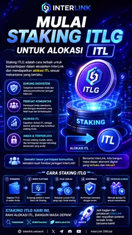 Mulai staking ITLG untuk memperoleh alokasi ITL, memperkuat ekosistem InterLink, mendukung pertumbuhan jaringan, dan menjadi bagian dari masa depan ekonomi digital berkelanjutan #InterLink #ITLG #ITL #InterLinkSeoulPrivateMainnet 