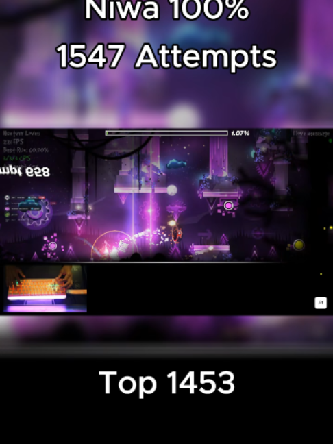 Niwa 100% 1547 Attempts. This level was good ig i beat it in less than 3 hours. @huntkam1 @trajkogmd @brokevase @bostons100 @cataclyzmic_failu @chimagd @whirlygd @solarcelgd @mogmd @gdbrexit #fyp #viral #gd #geometrydash #ily #godisgood #gg #trending #extremedemon