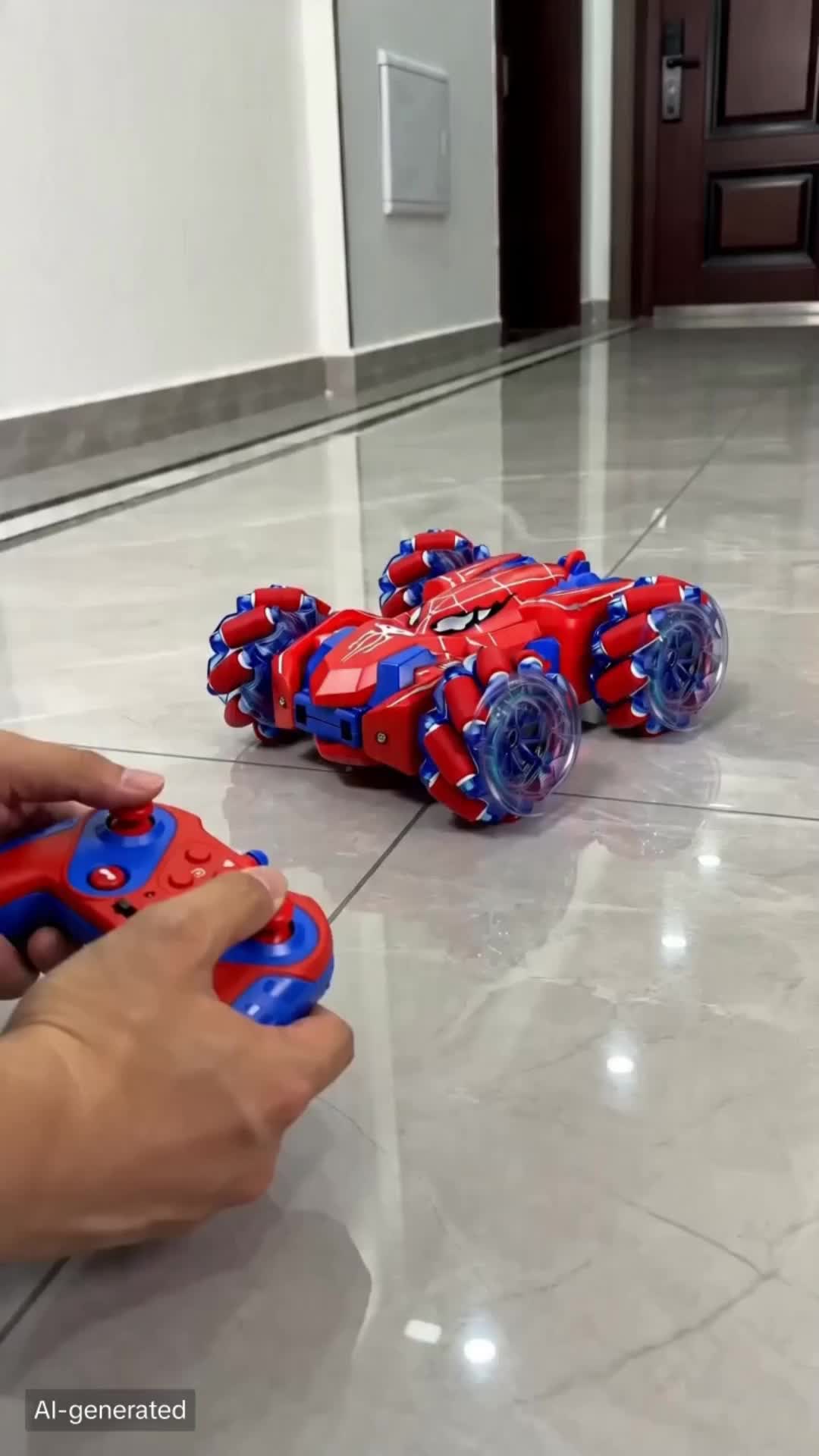 Spider Remote Controlled Car - 2.4GHz RC Stunt Car, 4WD Off-Road Toy with LED Headlights, 360° Rotating Rechargeable Electric Toy for Kids, Powerful Motor, Resistant Tires, Drop-Resistant Feature