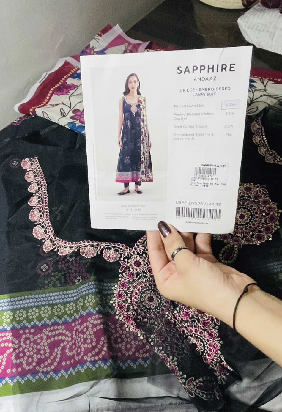 Sapphire Black Lawn 3pc order 03195260307 #sapphire #fyp 