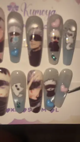 GOJO NAILS ?!?! The little chibi version is ADORBALE!!👀☺️🤩  #gojousatoru #gojo #jjk #lasvegas #nails 
