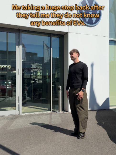 ⚡Me #takingahugestepback after they tell me they do not know any benefits of EV's. #VolkswagenGroup #EnterElecrtric