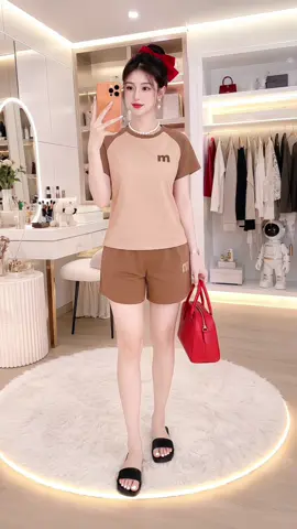 Bộ Nữ hè cotton mềm mát mịn in chữ M 3 màu size 40kg-80kg#setboxinh #xuhuongtiktok #thoitrangnữ 