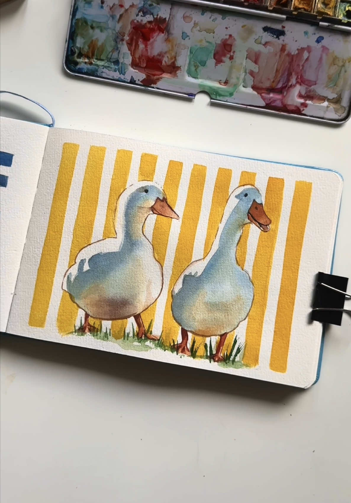 duckies!! 🦆 prints available this Saturday (7/11) for my shop update 💛💛 #watercolor #ducks #vintage #painting #sketchbook
