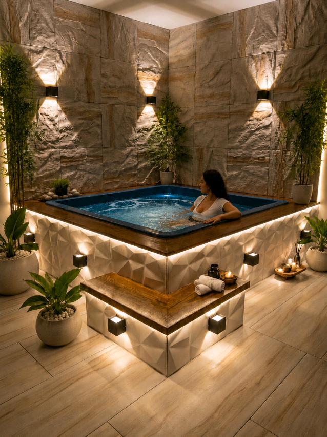 Luxury Jacuzzi Glow-Up ✨🛁 #JacuzziDesign #LuxurySpa #HomeTransformation #AmbientLighting #InteriorInspo
