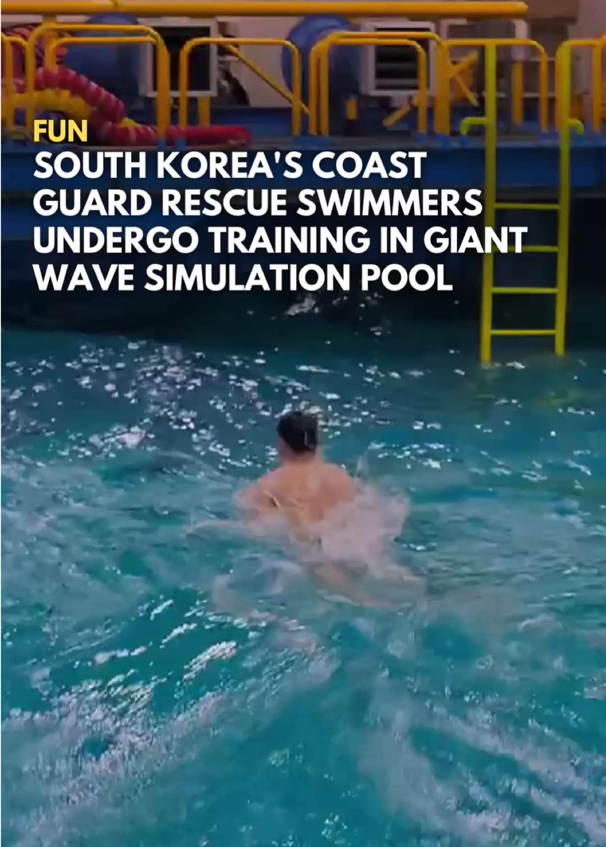 To prepare for the unpredictable dangers of the open sea, South Korea's Coast Guard rescue swimmers undergo intensive training in a massive wave simulation pool designed to replicate rough ocean conditions. The video, shared by @/poseidon_lee_official, shows a rescue swimmer navigating powerful waves as part of realistic drills conducted by the Korea Coast Guard to build the strength, endurance, and muscle memory needed for high-risk rescue missions.  Follow @saysdotcom for more fun videos! 🎥: @/poseidon_lee_official (Instagram) #SAYScomel
