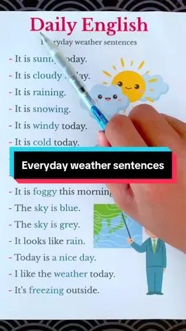 15 weather sentences you'll use every single day 🌤📖 #grammartips #learnenglish #englishvocabulary #studytok #LanguageLearning 