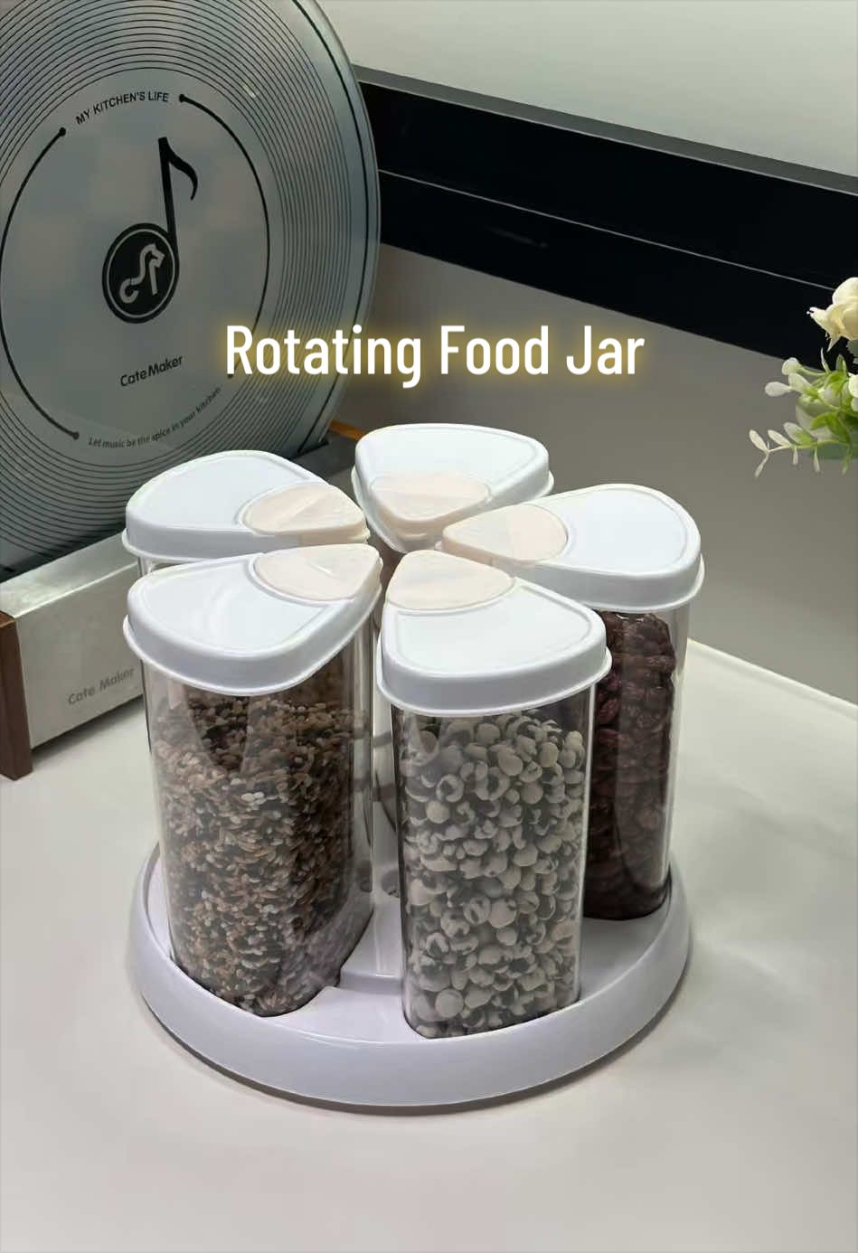 One spin = perfect portion. Your pantry just got a whole lot smarter. 🌸#organizedkitchen #smallspaceliving #foodstorage #kichengadgets #homehacks 