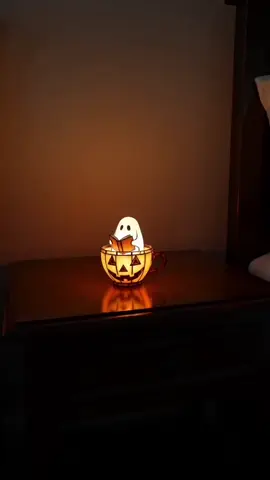 Adorablestainedresinghostpumpkincuplamp!#GhostReadingLamp#HalloweenCottageCoreDecor#PumpkinMugLamp