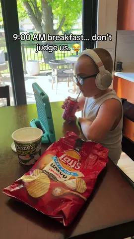 Living his best life at Nana & Papa’s. Chips & dip at 9 AM? Why not? 😂❤️ #NanaLife #GrandparentLife #SleepoverFun #GrandkidsAreTheBest #MakingMemories 