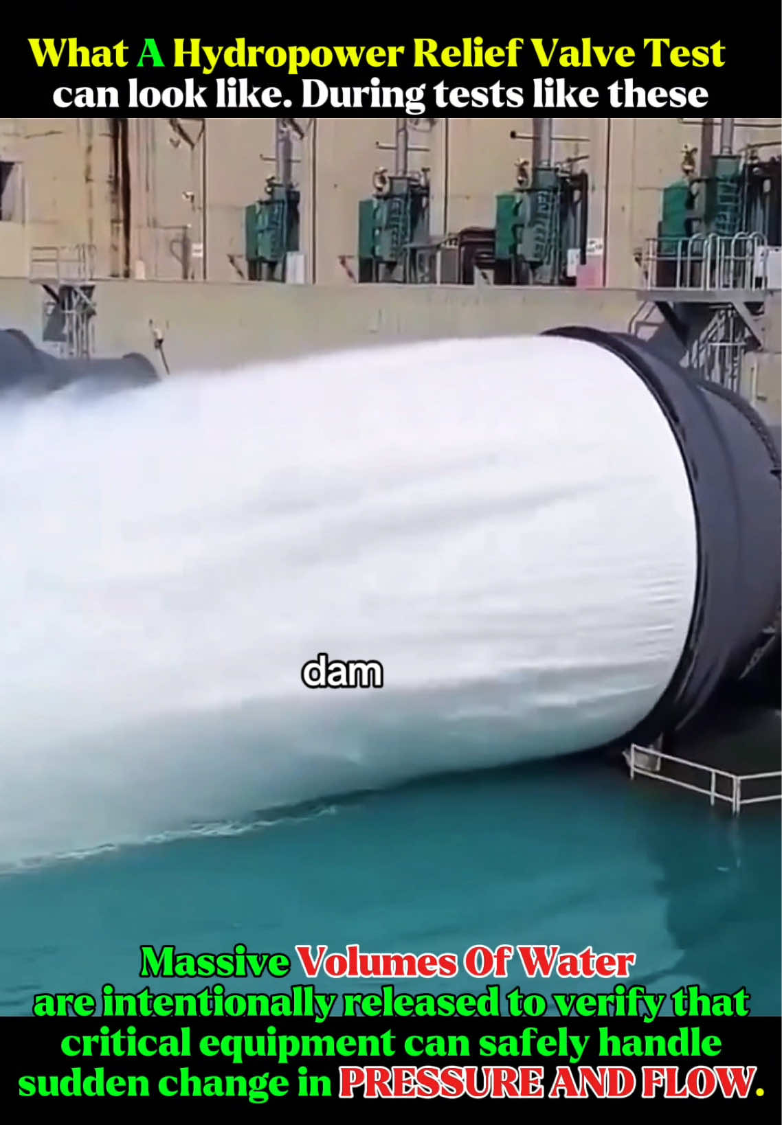 This is a hydropower relief valve test, where engineers intentionally release large volumes of water to verify that critical equipment can safely withstand sudden changes in pressure and flow. These controlled tests help protect turbines, pipelines, and other infrastructure by confirming the system performs as designed under demanding conditions. A dramatic demonstration of hydraulic engineering and dam safety #Science #Technology #Engineering #Hydropower #Dam     