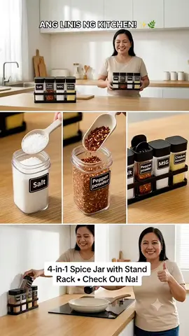 4-in-1 Spice Jar Set with Stand #spicejar #spicejarset #spicecontainer #spicestorage 